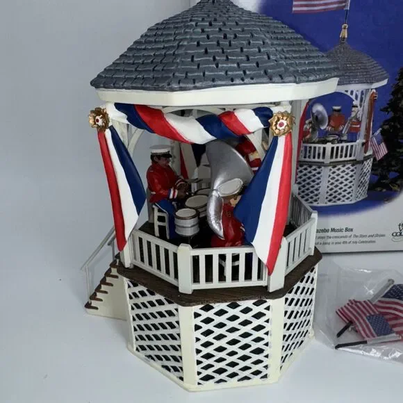 Department 56 Heritage Village Stars And Stripes Forever Music Box Gazebo 55502